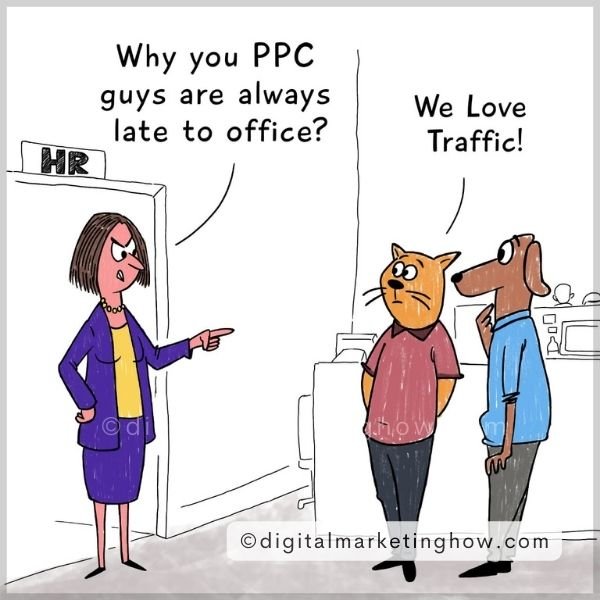 digital marketing cartoon - SEO joke on traffic